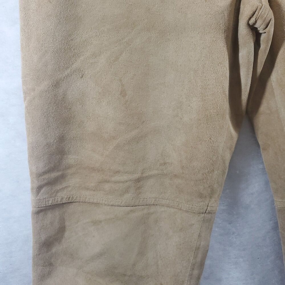 sz 6 28x30 Lauren Ralph Lauren Suede Pants Leather Tan Camel Preppy Equestrian - Picture 13 of 15